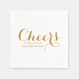 未来のミスター・ミセス・ネーム・ミニマル結婚リストのホワイト スタンダードカクテルナプキン