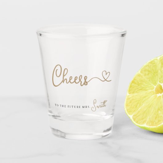 未来のミセスへのミニマルな金ゴールド応援 ショットグラス (正面)