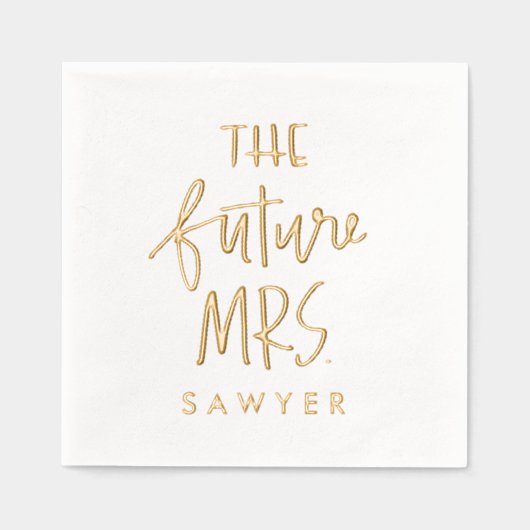 未来のミセスパーソナライズされた婚約 箔ナプキン (正面)