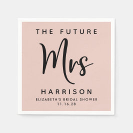 未来のミセスパーソナライズされた赤面ピンクブライダルシャワー スタンダードカクテルナプキン
