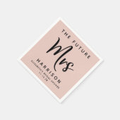 未来のミセスパーソナライズされた赤面ピンクブライダルシャワー スタンダードカクテルナプキン (角)