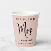 未来のミセスパーソナライズされた赤面ピンクブライダルシャワー 紙コップ (裏面)
