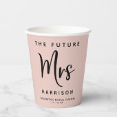 未来のミセスパーソナライズされた赤面ピンクブライダルシャワー 紙コップ (正面)