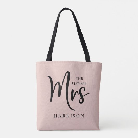 未来のミセスパーソナライズされた赤面ピンク トートバッグ (裏面)