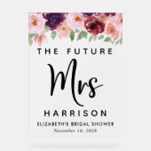 未来のミセスフローラブライダルシャワー歓迎フロステッド アクリルサイン (正面)