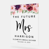 未来のミセスフローラブライダルシャワー歓迎フロステッド アクリルサイン (傾斜)