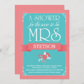 未来のミセスブライダルシャワー招待状 | ターコイズサンゴ 招待状 (正面/裏面)