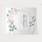 未来のミセスブライダルシャワー背景緑のフローラ タペストリー (正面(横))