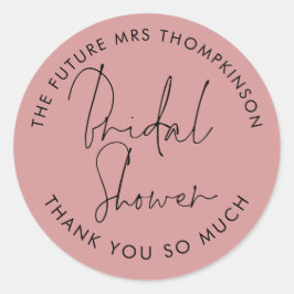 未来のミセス名ほこりっぽいバラブライダルシャワー ラウンドシール