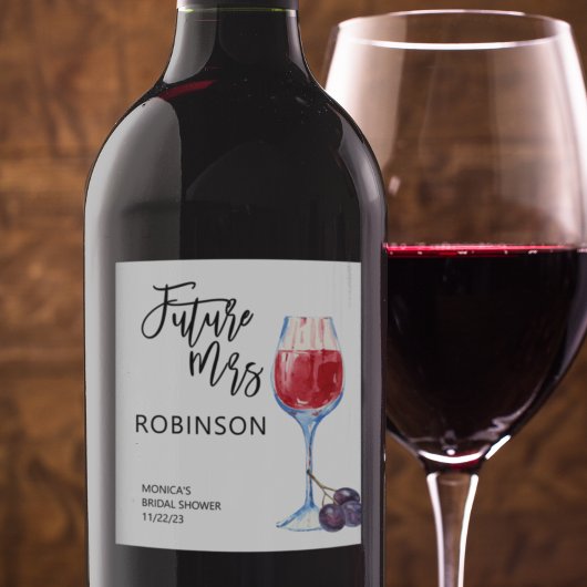 未来のミセス名ワインウォーター色のブライダル ワインラベル