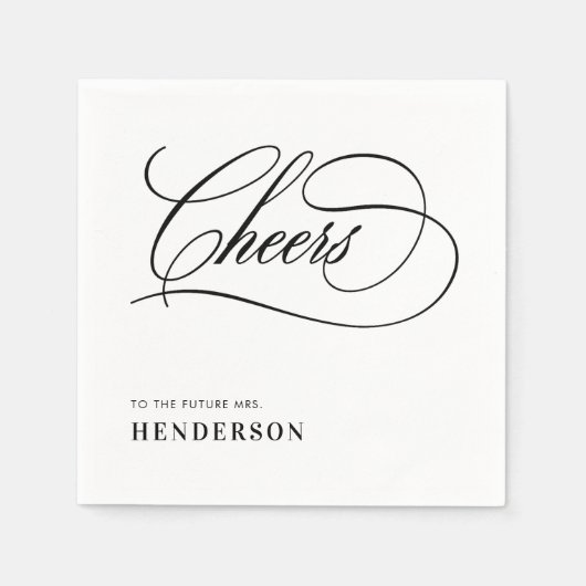 未来のミセス応援へのエレガントブライダルシャワー スタンダードカクテルナプキン (正面)