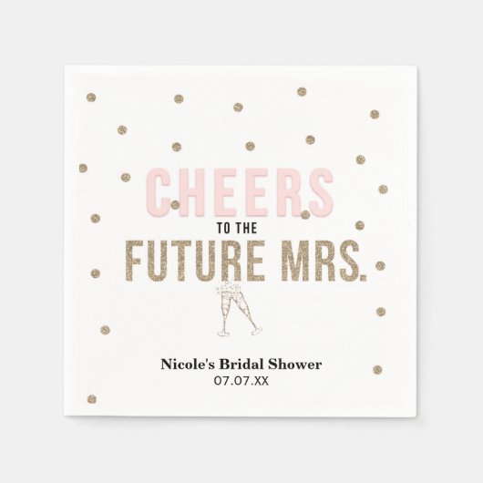 未来のミセス応援へのモダンブライダルシャワー スタンダードカクテルナプキン (正面)