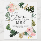 未来のミセス応援への熱帯ブライダルシャワー ワインラベル (シングルラベル)