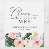 未来のミセス応援への熱帯ブライダルシャワー ワインラベル (シングルラベル)