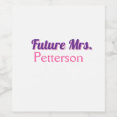 未来のミセス新しい名前結婚花嫁のバチェロレッテ部分 ワインラベル (シングルラベル)