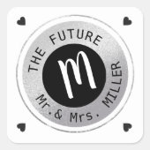 未来のミセス氏の姓結婚モノグラム スクエアシール (正面)