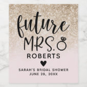 未来のミセス赤面ピンクと金ゴールドブライダルシャワー ワインラベル (シングルラベル)