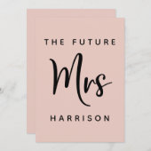 未来のミセス赤面ピンクブライダルシャワー招待 招待状 (正面/裏面)