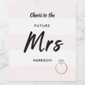 未来のミセス赤面ピンク白いストライプ金ゴールドダイヤモンド ワインラベル (シングルラベル)