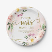 未来のミセス赤面フローラ幾何学的ブライダルシャワー ペーパープレート (正面)