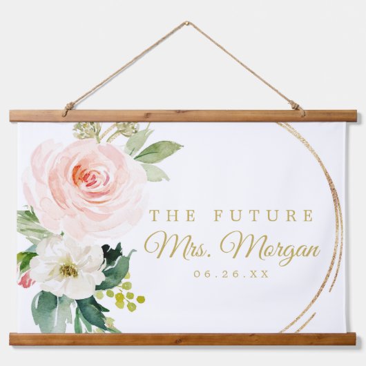 未来のミセス金ゴールドブライダルシャワーDecorサイン 吊り下げ型タペストリー (正面)