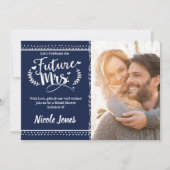未来のミセス青と白のブライダルシャワー 招待状 (正面)