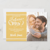 未来のミセス黄金ゴールド白ブライダルシャワー写真 招待状 (正面)