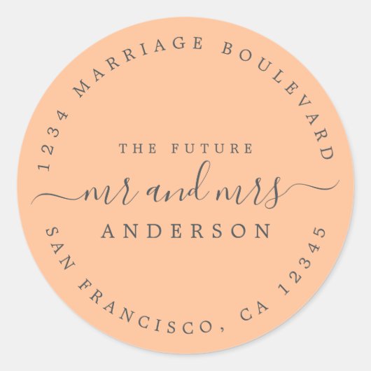 未来のミセス・オレンジ結婚の差出人住所 ラウンドシール (正面)