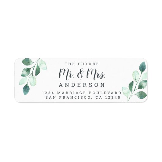 未来のミセス・グリーン結婚リーフ差出人住所 ラベル (正面)