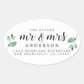 未来のミセス・グリーン結婚リーフ差出人住所 楕円形シール (正面)