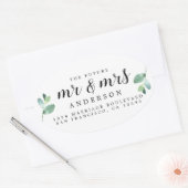 未来のミセス・グリーン結婚リーフ差出人住所 楕円形シール (封筒)