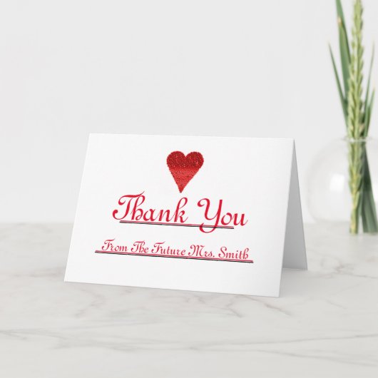 未来のミセス・サンキュー・赤いハートノート サンキューカード (正面)