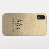 未来のミセス・シャンパーニュ金ゴールドシックなスクリプトブライド Case-Mate iPhoneケース (裏面(横))