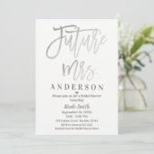 未来のミセス・シルバー モダンスクリプト ブライダルシャワー 招待状 (スタンド正面)
