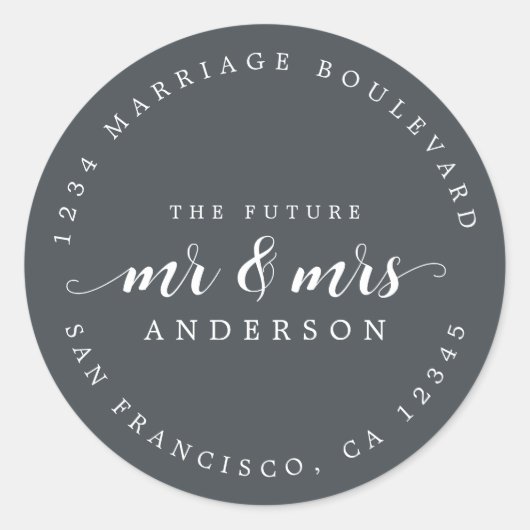 未来のミセス・スクリプト・オフブラック差出人住所 ラウンドシール (正面)