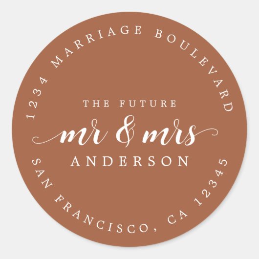 未来のミセス・スクリプト・テラコッタ差出人住所 ラウンドシール (正面)