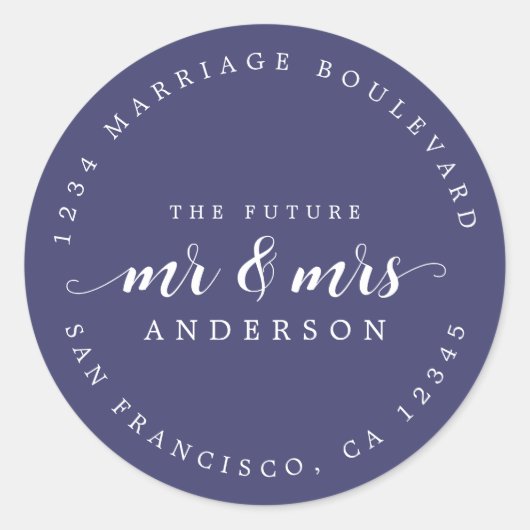 未来のミセス・スクリプト・ネイビー・ブルー・差出人住所 ラウンドシール (正面)