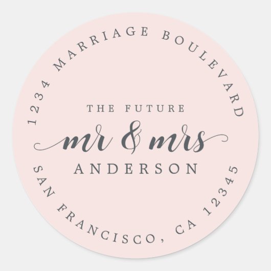 未来のミセス・スクリプト・パステルピンク差出人住所 ラウンドシール (正面)
