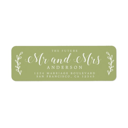 未来のミセス・スクリプト・リーフ・グリーン・差出人住所 ラベル (正面)