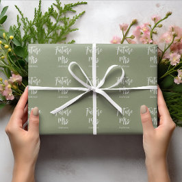 未来のミセス・セージ・グリーンブライダルシャワー ラッピングペーパー