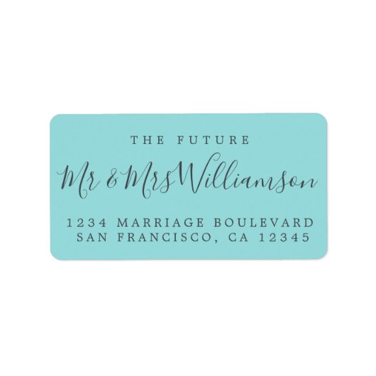 未来のミセス・ターコイズ結婚差出人住所 ラベル (正面)