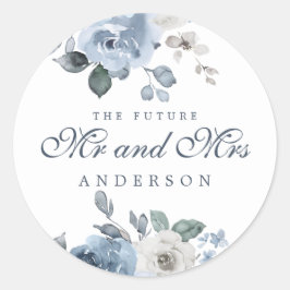 未来のミセス・ダークブルーアイボリーフローラ冬 ラウンドシール