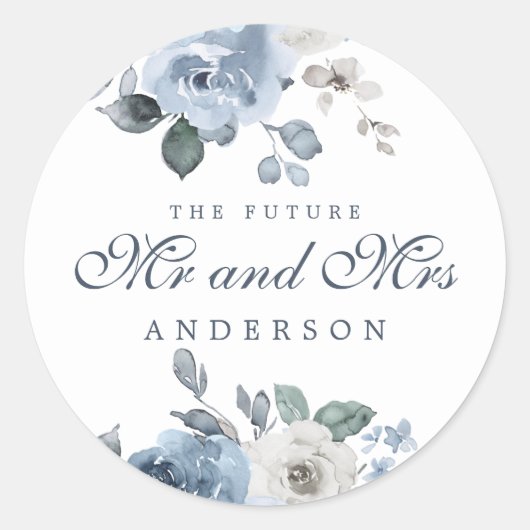 未来のミセス・ダークブルーアイボリーフローラ冬 ラウンドシール (正面)