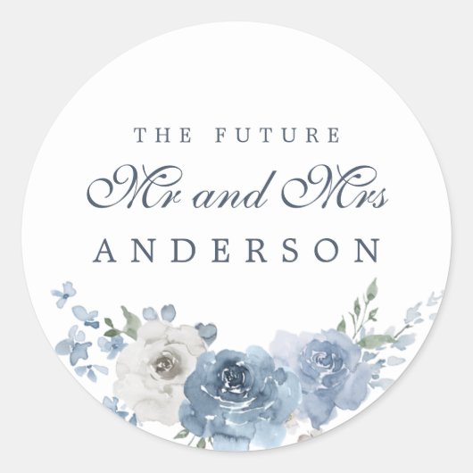 未来のミセス・ダークブルーアイボリーフローラ冬 ラウンドシール (正面)