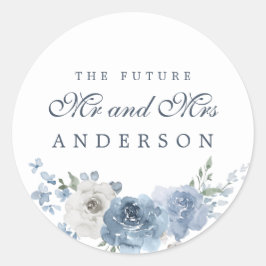 未来のミセス・ダークブルーアイボリーフローラ冬 ラウンドシール