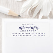 未来のミセス・ネイビー・ブルー・スクリプト・差出人住所 ラベル (インサイチュ)