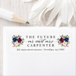 未来のミセス・ネイビー・ブルー・ブルゴーニュ・フローラ結婚ズ ラベル