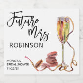 未来のミセス・ネーム　スパークリングワイン　水彩　ウェディング スパークリングワインラベル (シングルラベル)