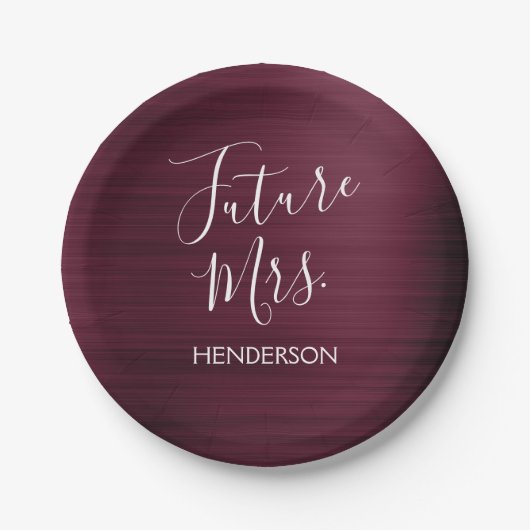 未来のミセス・バーガンディブライダルシャワー ペーパープレート (正面)