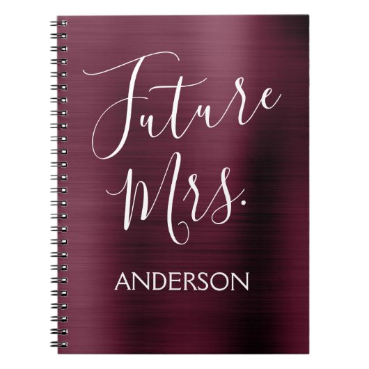 未来のミセス・バーガンディ・パープルブライダルシャワープランナー ノートブック (正面)